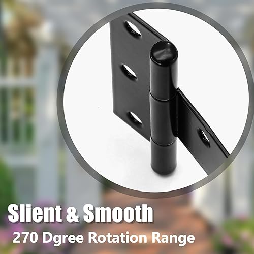 Vista 34 de Murtenze Paquete de 6 bisagras negras de 4 pulgadas con correa en T, bisagras de puerta de granero, bisagras en T para puerta de granero, cobertizo