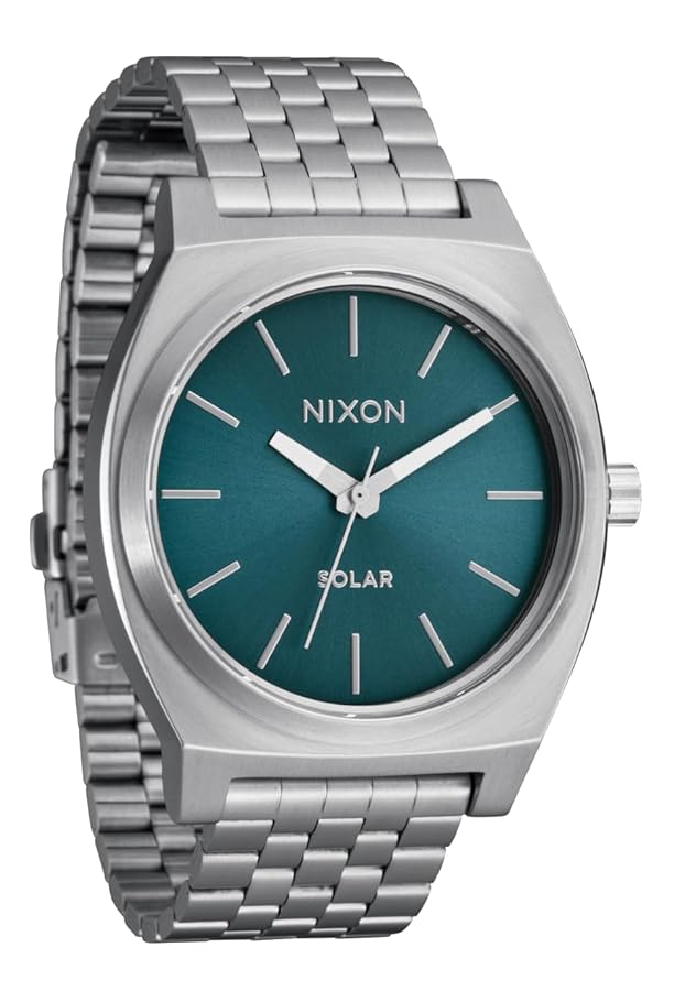 NIXON Time Teller Solar A1369-100 m Orologio da uomo analogico alla moda ad  energia solare (quadrante 40,5 mm, cinturino in acciaio inox a 5 maglie da  20 mm), Argento / Dusty Blue