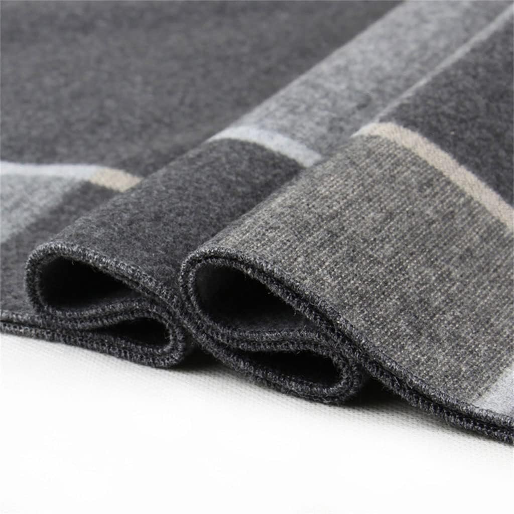 Fashion Winter Men's Scarf Warm Black Gray Business Scarf Cashmere Plaid All-Match Scarf Men(Black)