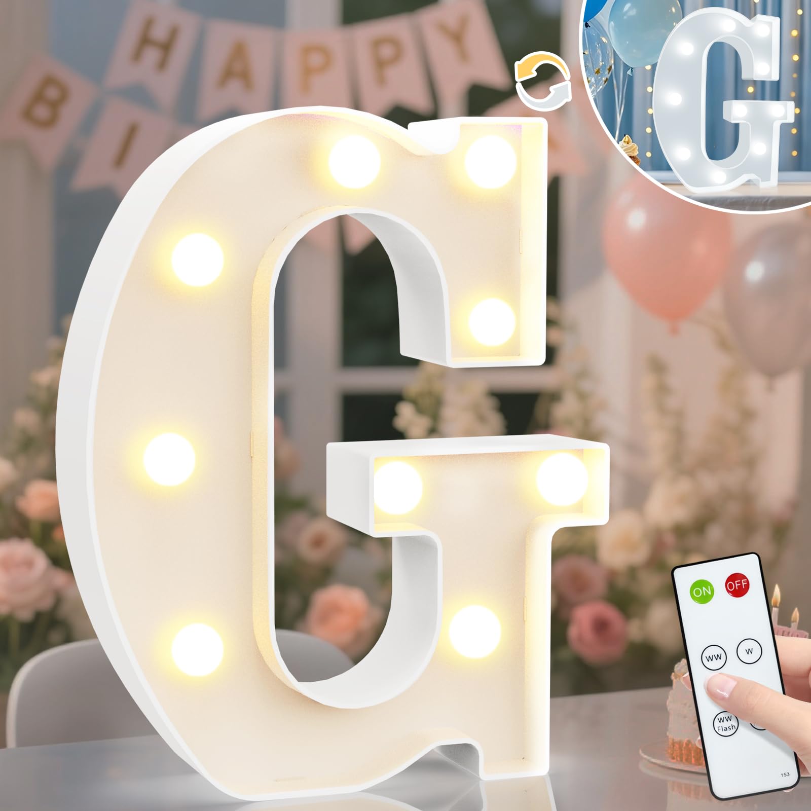 8.8" Decorative LED Light Up Numbers, Marquee Numbers Lights for 7th Birthday Decorations, Lighted Number Sign for Birthday Party Night Lights Wedding Anniversary Home Wall Decor, White Number 7 — view 61