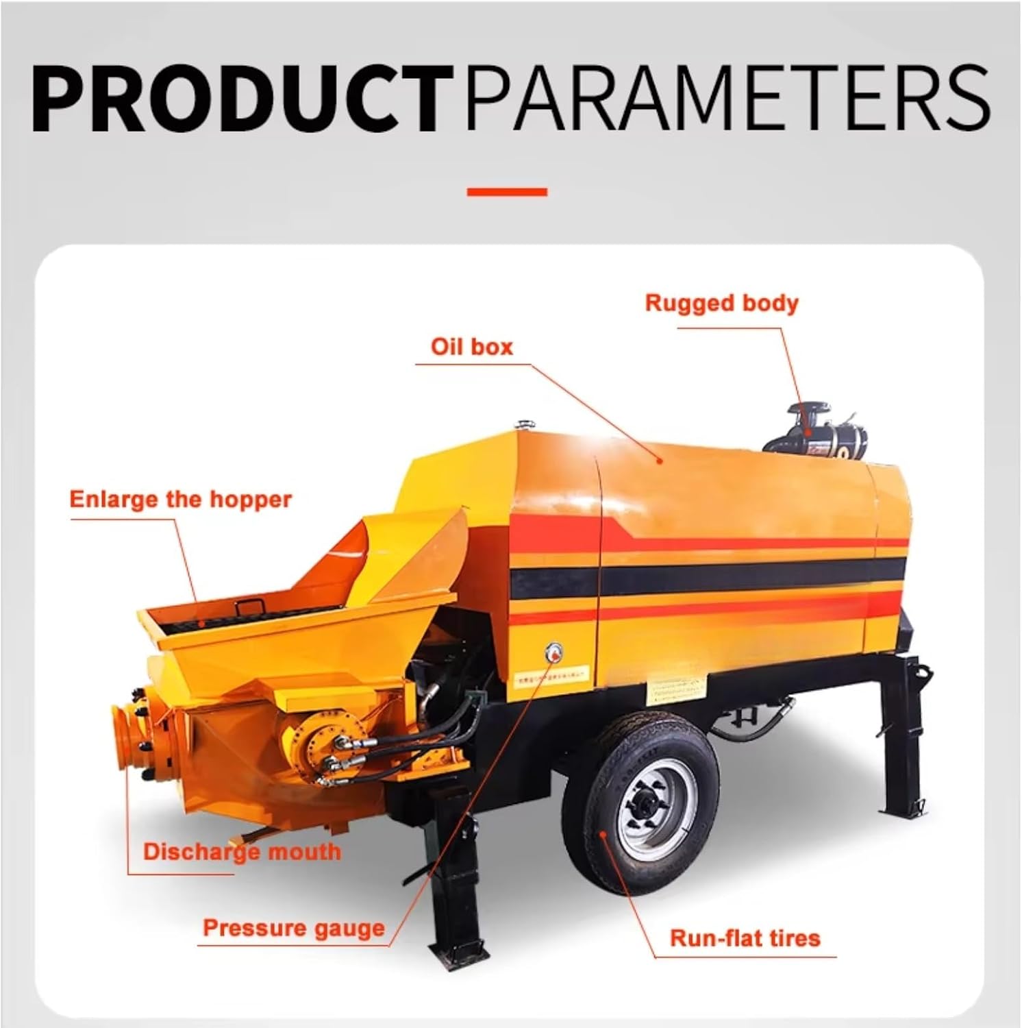 Hydraulic Mixing & Pumping Durable Stable Operation Concrete Mixer with Concrete Pump Powered Concrete Transfer Pump Portable for Secondary Structure Pouring