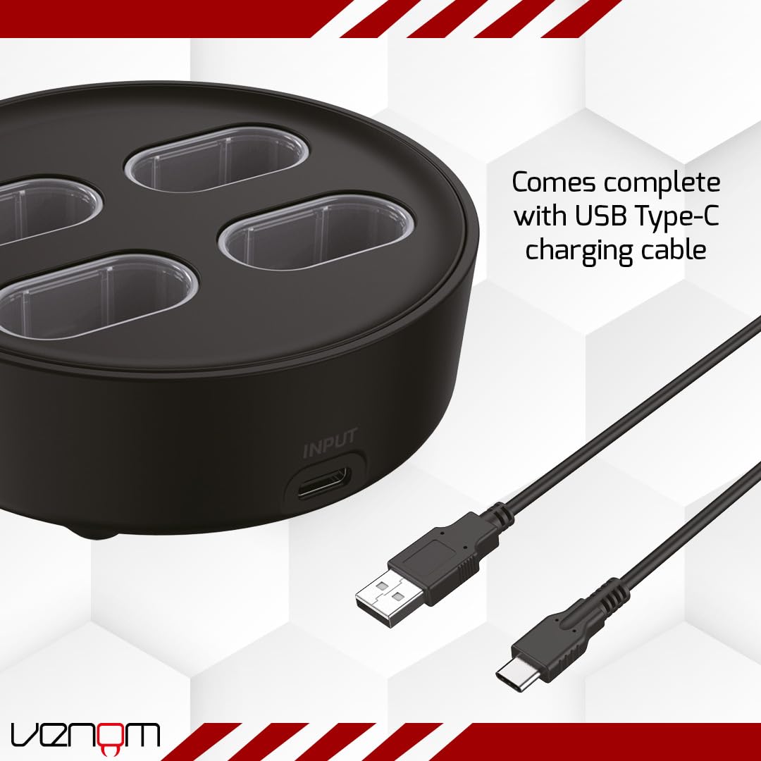 Venom Rechargeable Battery 4-Pack with Charging Dock - 2880mWh / 1200mAh for Xbox Series X & S/Xbox One