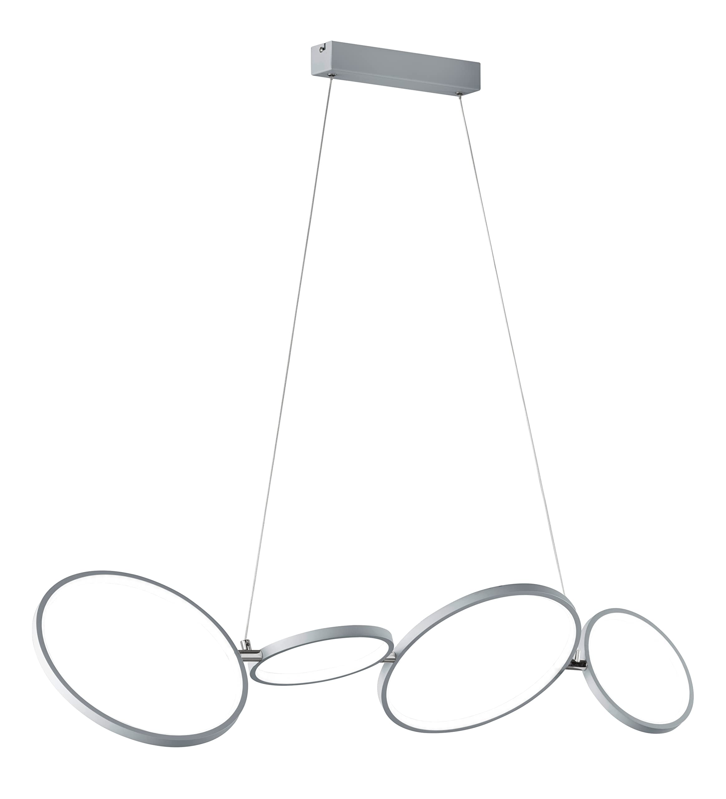 Trio Leuchten Rondo 322610489 LED Pendant Light Silver-Coloured Metal with 37 Watt LED / Switch Dimmer