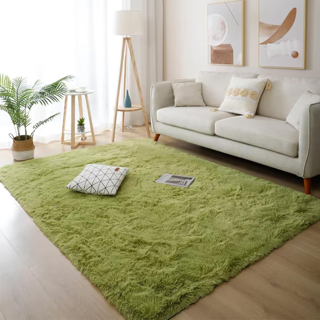 Tappeto bianco soffice per ingresso, moderno, per soggiorno, camera da letto, decorazione per la casa, grande tappeto spesso e peloso (80x200 cm 31x78 pollici/verde erba)