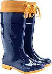 Bota Galocha Pvc Leve Impermeável com amarra Azul/Amarelo - Azul - 36/37