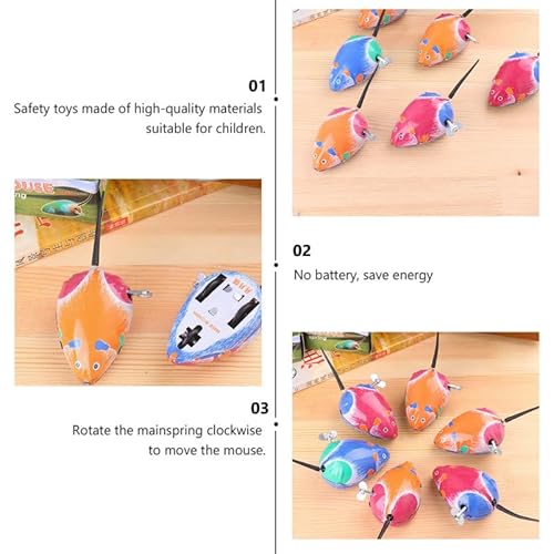 HEMOTON 4 Stück Uhrwerk Blechmaus Vintage Aufziehspielzeug Hund Tierisches Uhrwerk Froschspielzeug Verschachtelung Stütze Mausspielzeug Zum Aufziehen Kind Spielzeugset Metall