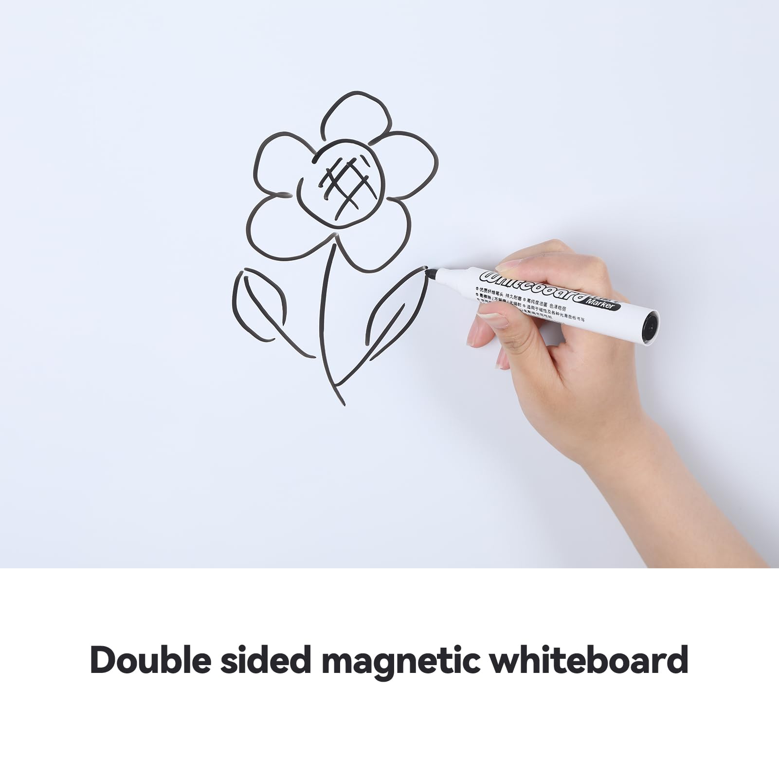 Mobiles Whiteboard, höhenverstellbar, doppelseitig, magnetisch, trocken abwischbar, mit Rädern, wendbar, Whiteboard, Kreidetafel, Staffelei für Büro, Klassenzimmer, Heimbesprechungen (70 x 100 cm)