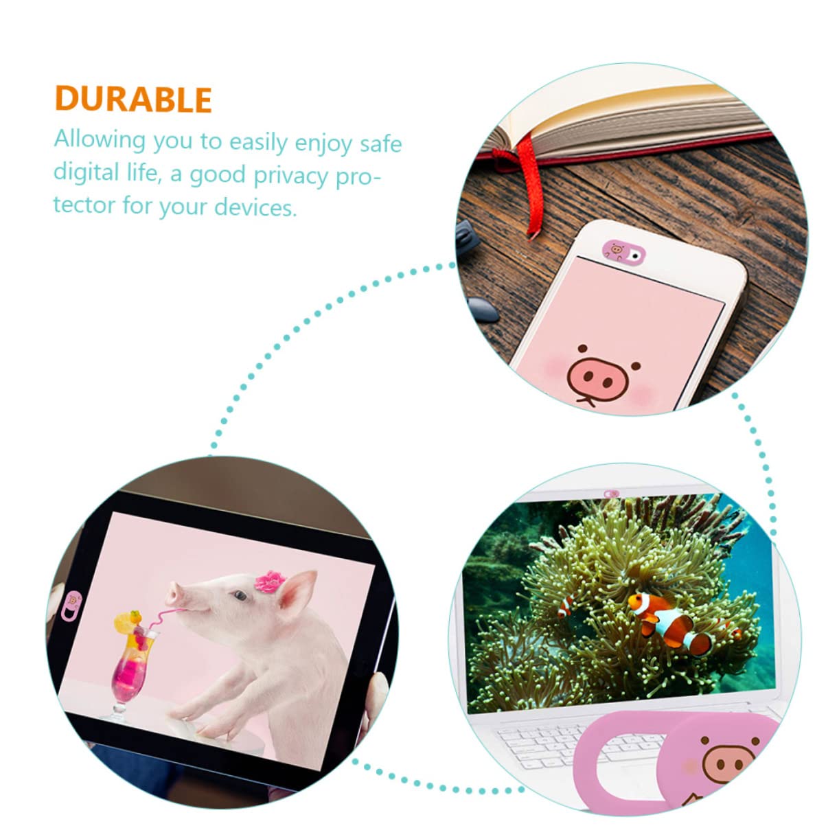 Cubierta Protectora de Cámara Web Rosa, 3 Piezas, Abs | Portátil y Móvil, Autoadhesiva, Fácil de Aplicar y Retirar, Diseño Deslizante