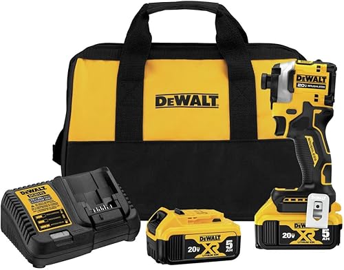 DEWALT Atomic 20V MAX* 1/4 pulg. Kit de destornillador de impacto inalámbrico de 3 velocidades sin escobillas (DCF850P2)