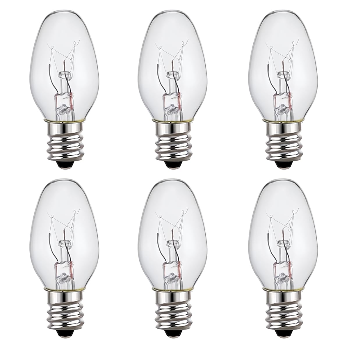 ZwwYvv Night Light Bulbs 7 Watt,E12 Candelabra Base,120V,for Nightlight and Salt Lamp,Warm White,6 Pack