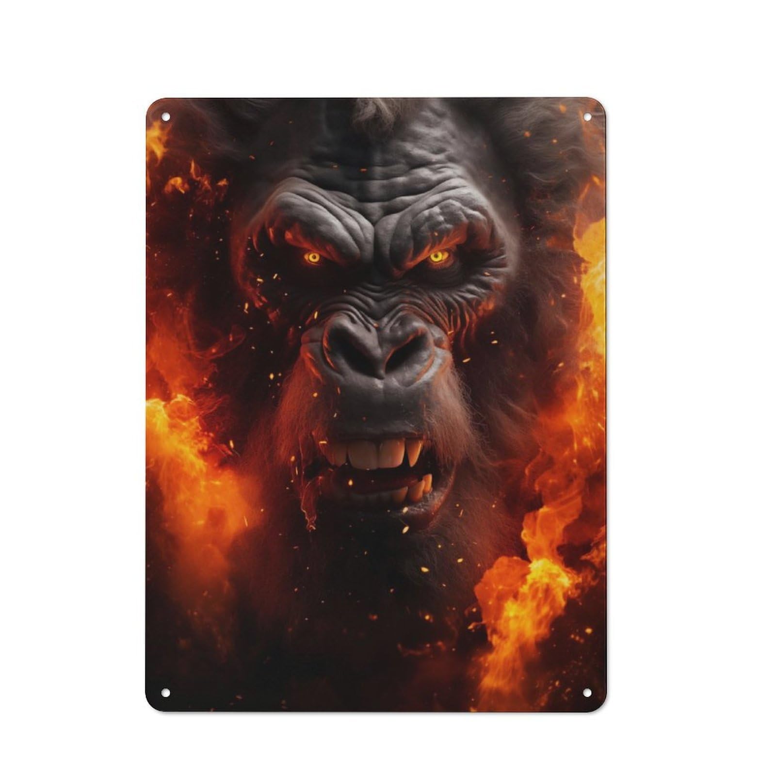 Junmoney Furious Mad Scary Gorilla Metal Wall Art Sign 40X30cm, Retro Vintage Wall Decor For Kitchen, Hallway, Bar Or Small Cafe