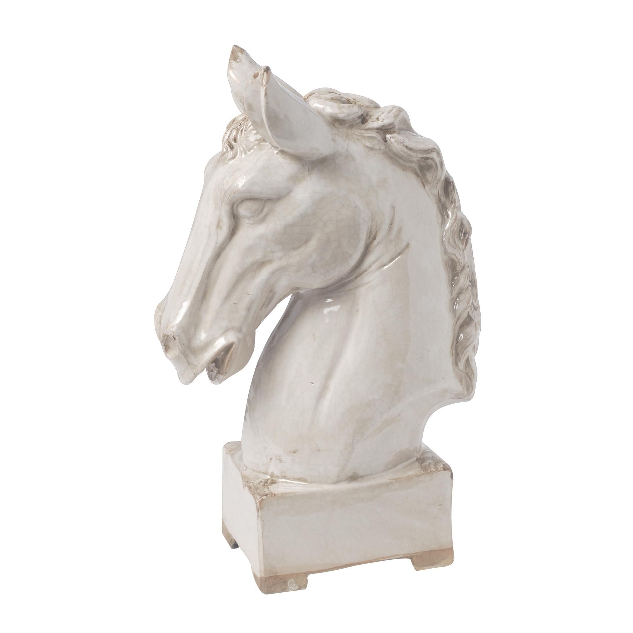 Regali per la nuova casa Pezzo decorativo con testa di cavallo in ceramica in stile transitorio, grande, beige Decorazioni uniche