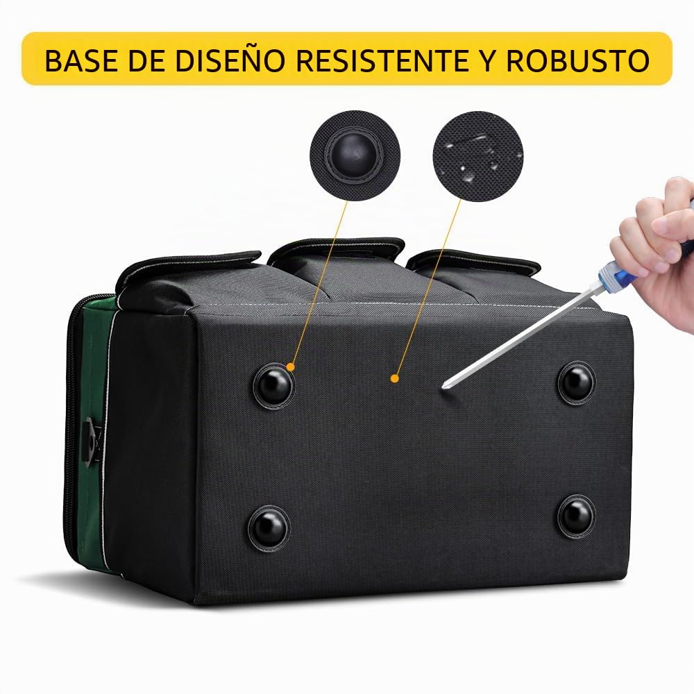 WINHUNT WH154 bolsa de herramientas portátil para carpintería, tela oxford, gran capacidad, 1680D, multibolsillo, con correa para el hombro (35cm)