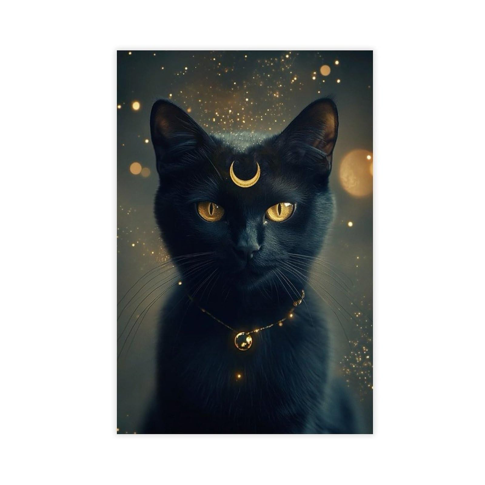 Bareronor Crescent Moon Abstract Cat Canvas Poster Bedroom Decor Landscape Office Room Decor Gift 20" L X 30" W