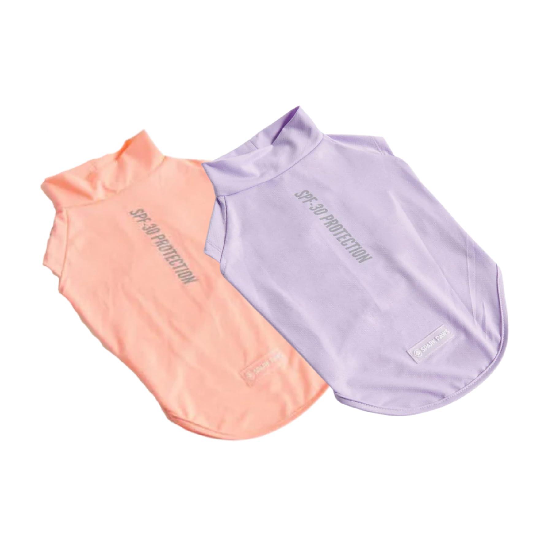 Spark Paws Sunblock Dog T-Shirt, SPF30 Protection, Lightweight Breathable Quick Dry for Dogs with Sensitive Skin - Purple & Peach (Set of 2) - M