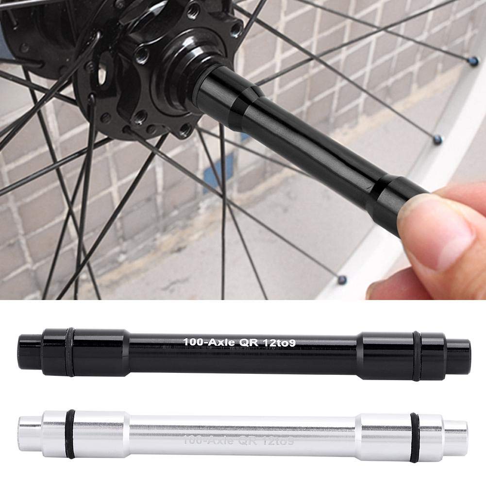 Adapter piasty rowerowej Dilwe, stop aluminium 12 mm do 9 mm, szybkozamykacz, adapter do osi przelotowej, adapter do szprych rowerowych, akcesoria rowerowe (czarny)