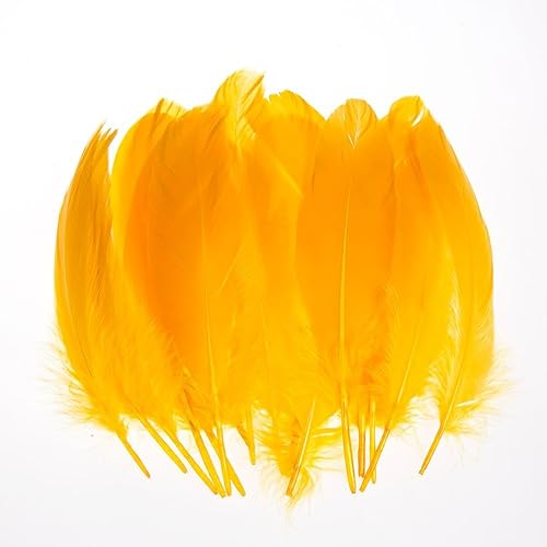 Miniatura 1 de AWAYTR 100 plumas de ganso natural para manualidades, bodas, decoración de fiesta en el hogar (amarillo dorado)