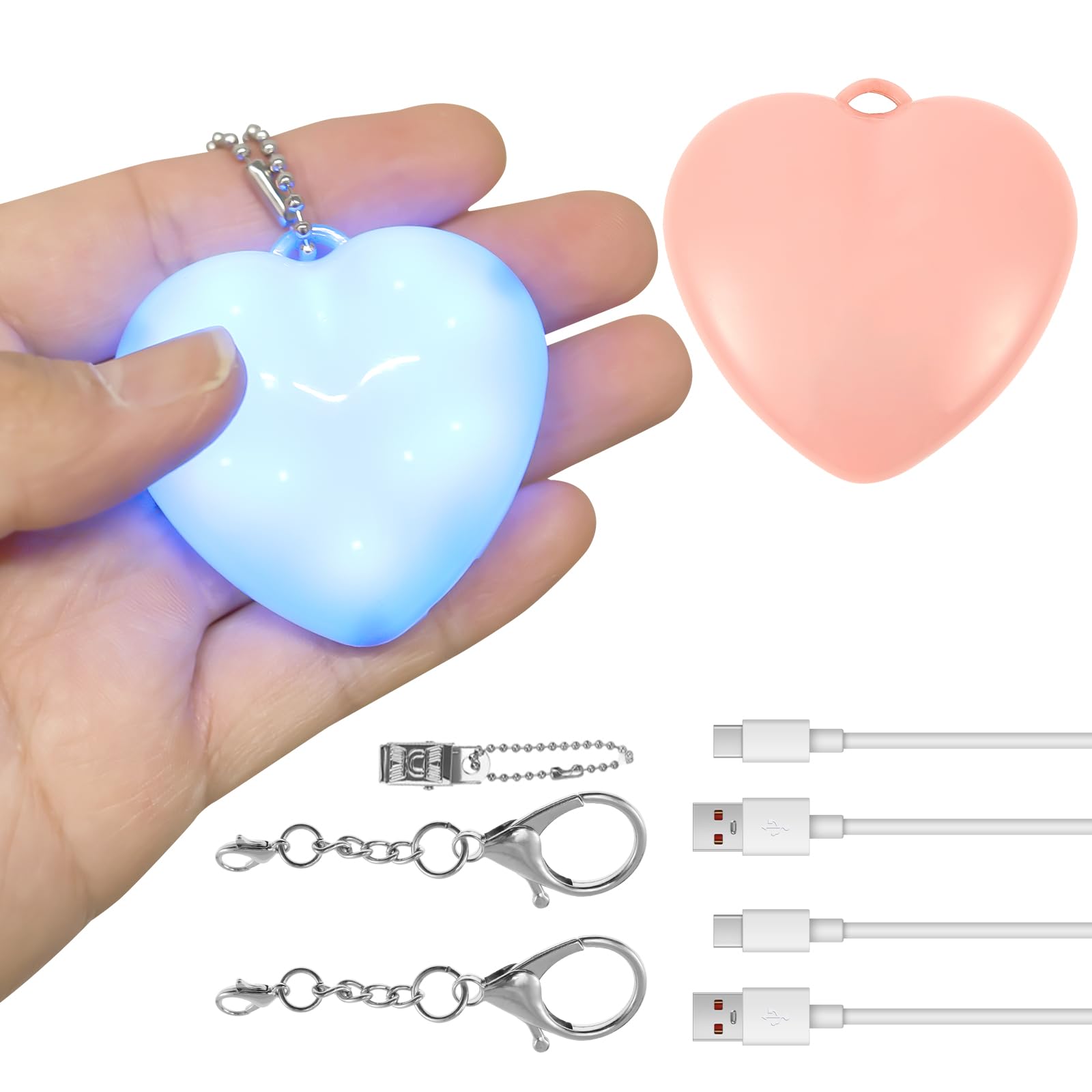 2Pcs Purse Glow Heart Light LED Automatic Sensor Handbag Lights Touch Activated Purse LED Lamp Portable Handbag Night Light Mini Makeup Lights for Women Girls Valentines Day Gift(Blue+Pink)