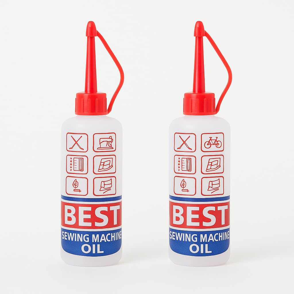 BEST Multi-Purpose Sewing Machine Oil 50ml – Pack of 2 | Rust-Free Lubricant for Sewing Machines, Door Locks, Bicycles, Typewriters & Metal Parts | Transparent, Odourless & Leak-Proof Bottle.