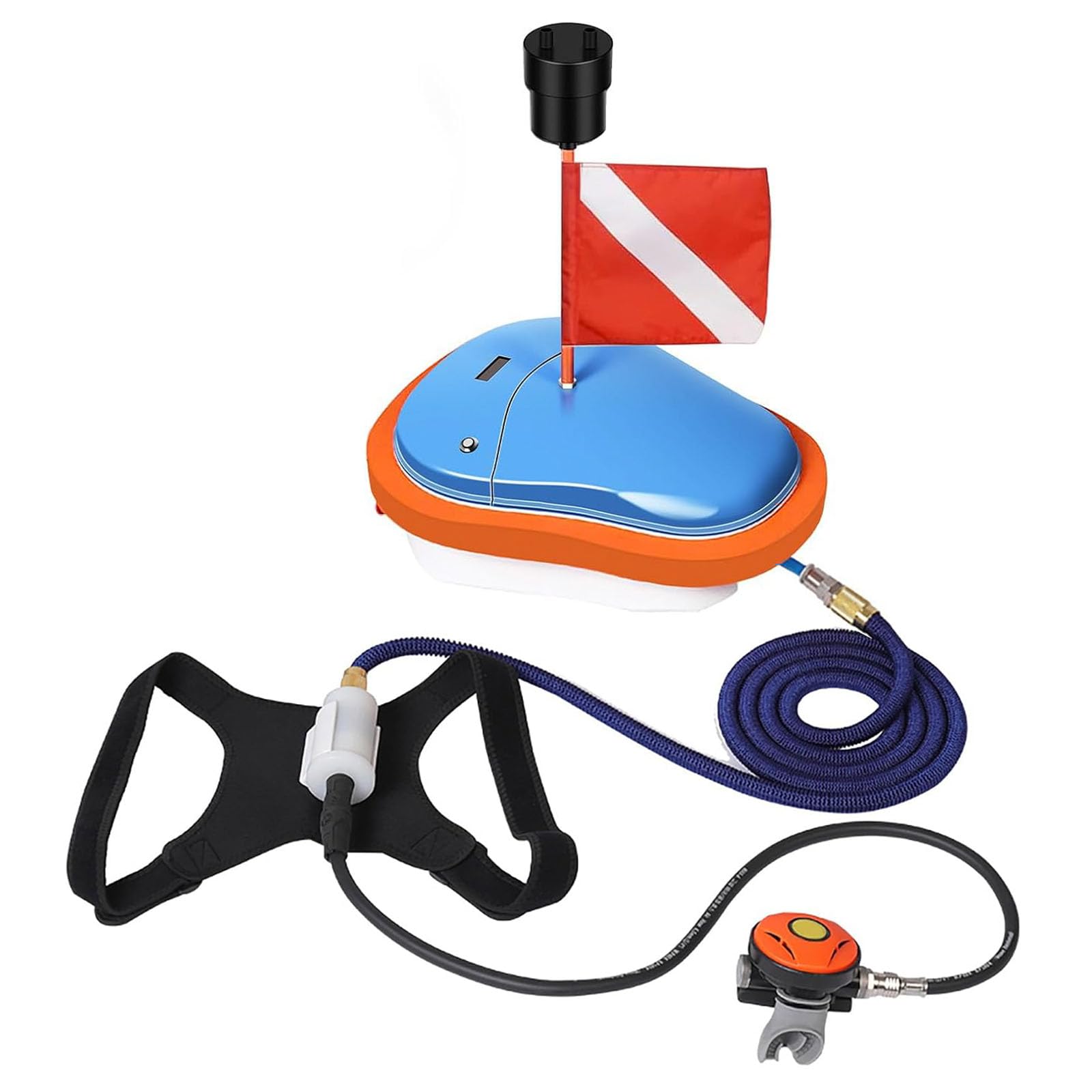 GOYOJO Scuba Diving Ventilator System, Tankless Portable Rechargeable Scuba Underwater Diving Tank with 7M Telescopic Pipe, for Recreational Diving Fishing Snorkeling