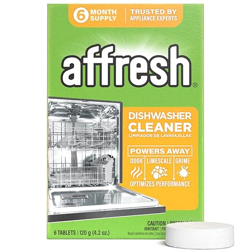 Affresh Dishwasher Cleaner, Helps Power Away Odor Causing Bacteria, Limescale, Mineral Deposits & Grime Inside Pump, Tub & Hoses, 6 Tablets, 6 Month Supply