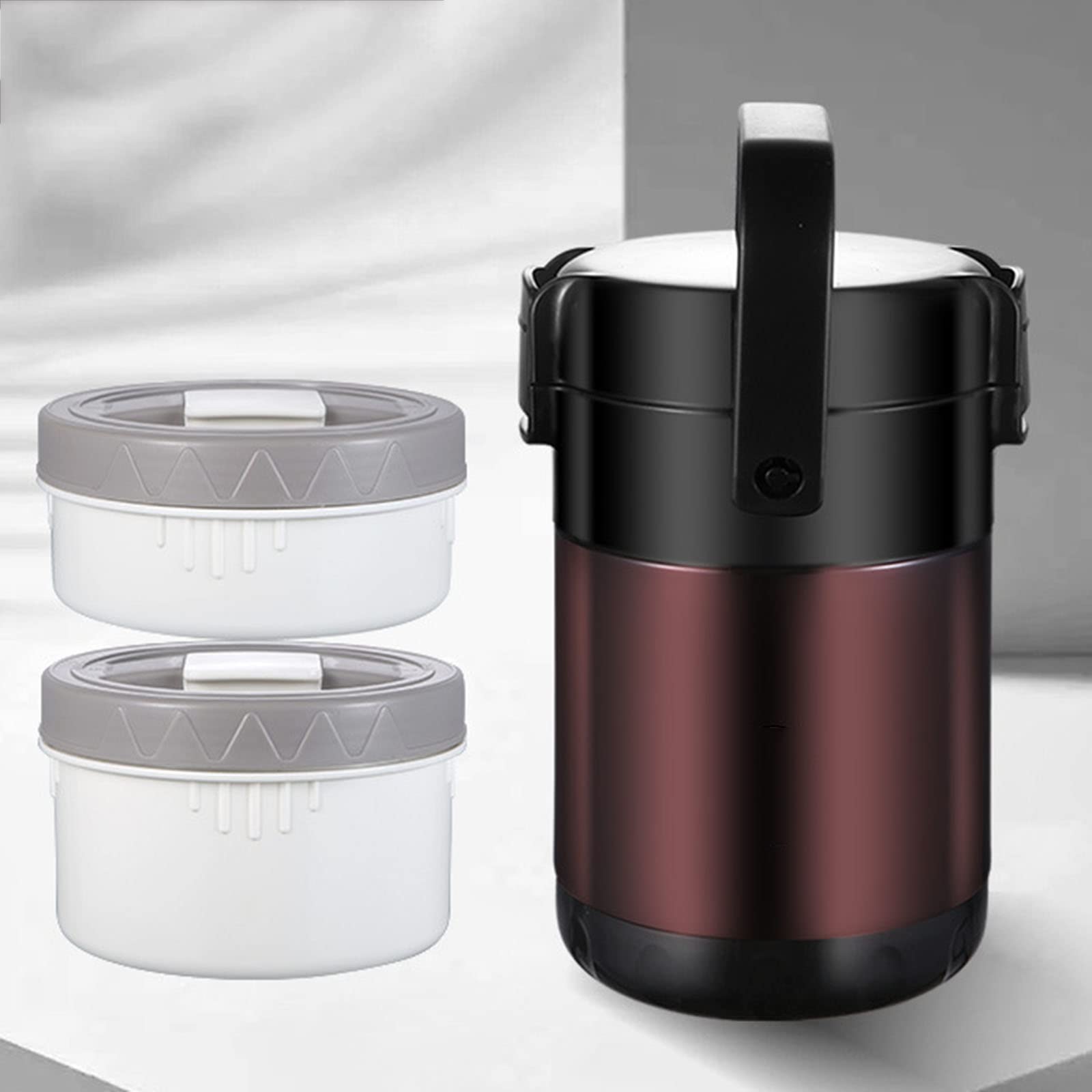 Fiambrera Aislada, Recipiente De Comida Reutilizable De Acero Inoxidable De Primera Calidad, Frasco De Comida Aislado, Fiambrera para Adultos (1,9 L / 2,3 L / 2,6 L),Rojo,1.9L
