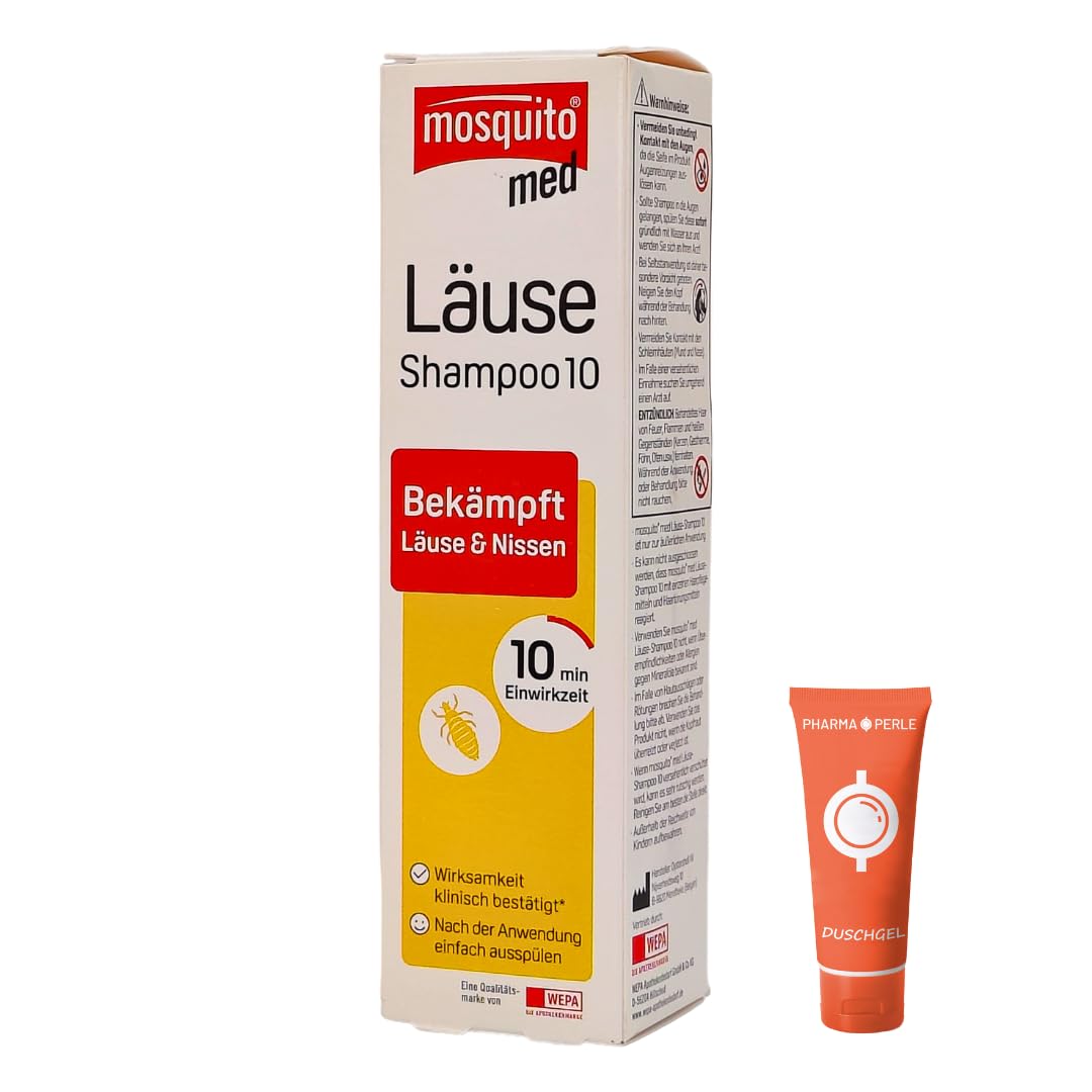 Mosquito med Läuse Shampoo 100ml - Bekämpft Kopfläuse und Nissen I schnell und effektiv I praktische Anwendung I Läusemittel I Läusebehandlung I Spar-Set plus Pharma Perle