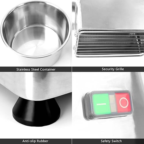 Miniatura 4 de DIYAREA Rallador eléctrico de queso comercial de acero inoxidable con un recipiente para queso, mantequilla, migas de salvado de pan 110 V 550 W, 88