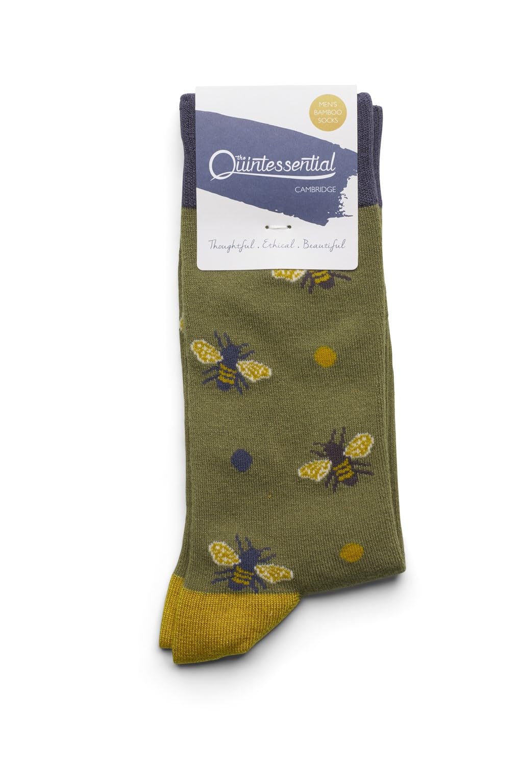 Lilyrosa Men's Green Quintessential Bee Socks 8-11 Bamboo 1 Pair New With Tags (Green)