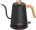 Gooseneck Electric Kettle with Thermometer, Black Electric Kettle 1L with Auto Shut-Off,1000W Hot Water Kettle of Stainless Steel, Pour Over Kettle for Coffee & Tea