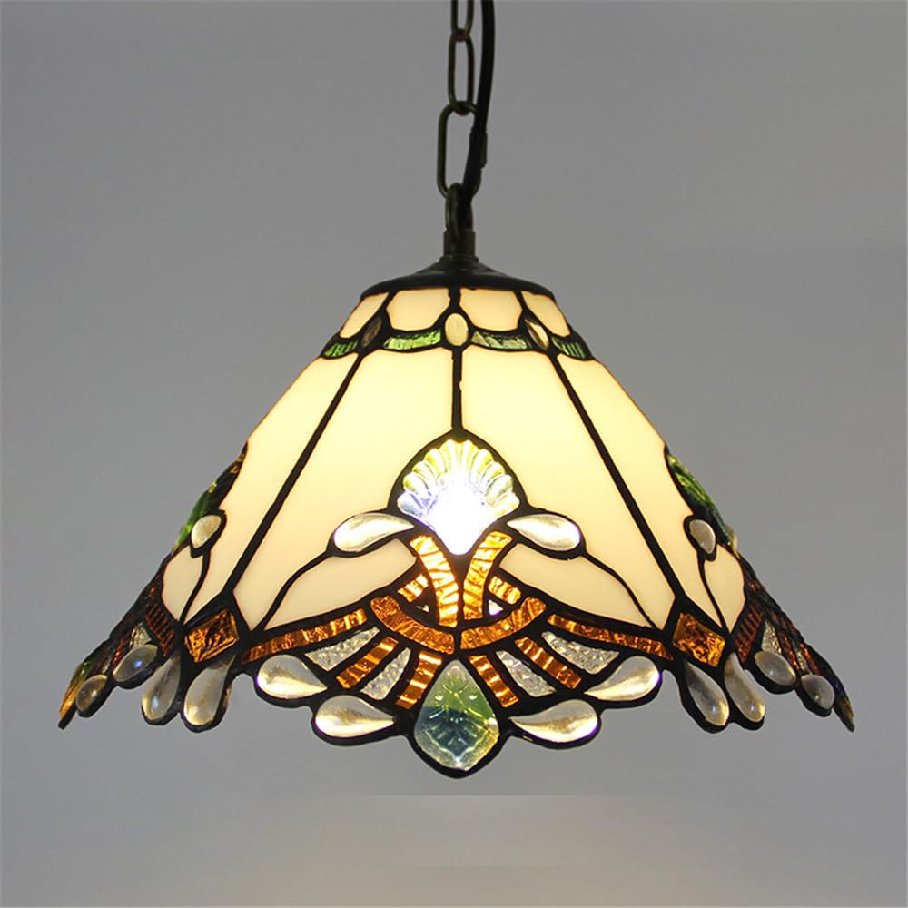 SXWNBIFH Contemporary Color Glass Pendant Lamp LED American Retro Creativity Living Room Restaurant Bedroom Hotel Villa Corridor Cafe Bar Chandelier (G D30CM)