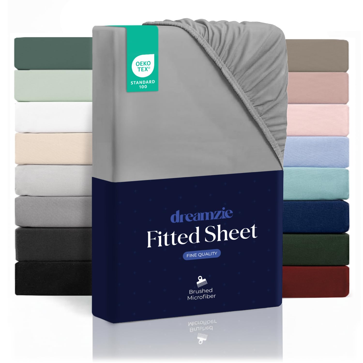 Dreamzie - Fitted Sheet 80 x 200 cm | Soft Microfibre - For Thick Mattresses - Oeko-Tex | Comfort, Breathability, Easy Care - Grey