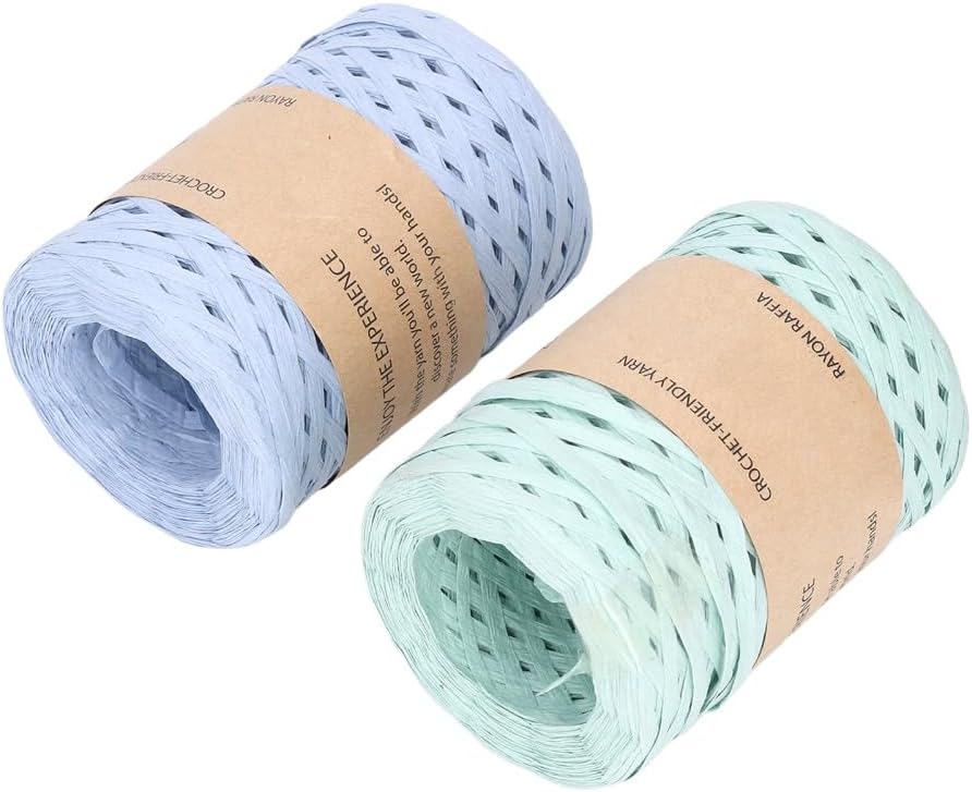 Raffia Ribbon Paper String, 2 Rolls, 164 yd, Light Blue Green