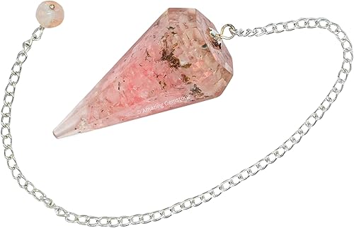 Miniatura 3 de Amazing Gemstone Péndulos de cristal de orgón de cuarzo rosa para adivinación y radiestesia péndulo de cristal con verdadero movimiento de péndulo