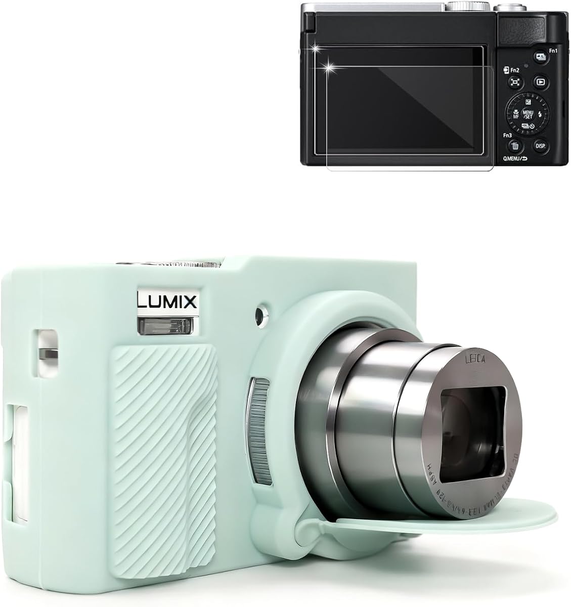 Case for Panasonic LUMIX TZ/ZS99 Point and Shoot Camera Accessories, Soft Silicone Protective Case Sleeve, Anti-Scratch with Screen Protector for Lumix ZS99 Cover (Light Green)