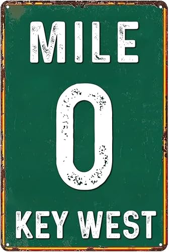 Pivjhf Signage Mile 0 Key West Signs Metal Tin Signs Key West Gifts Key West Souvenirs 8X12 Inch