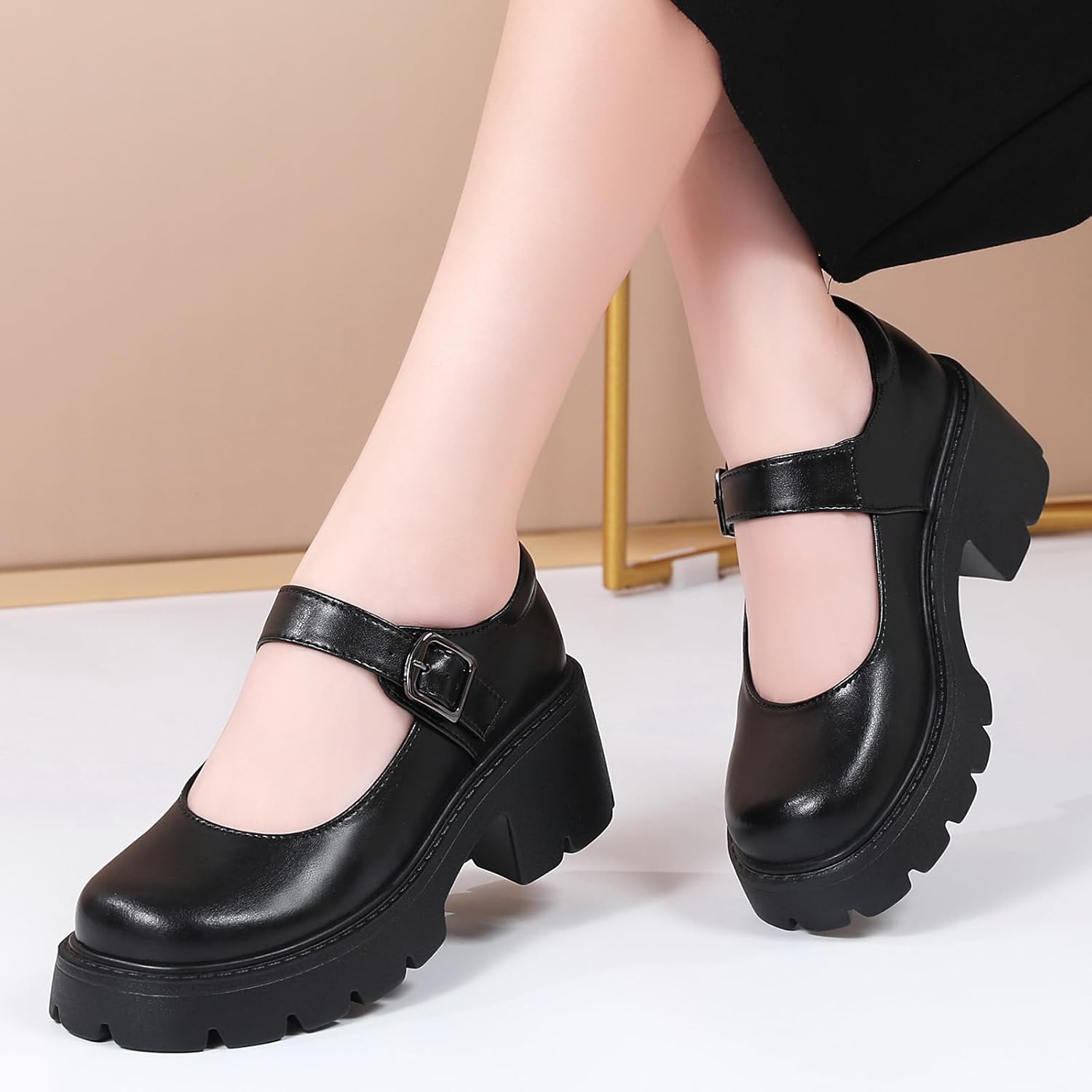 Mary Jane Shoes Women Platform Mary Janes for Women Round Toe Chunky Heels Women's Pumps Fashion Classic Comfortable Dressy Business Casual Shoes Dress Shoes - Image 7