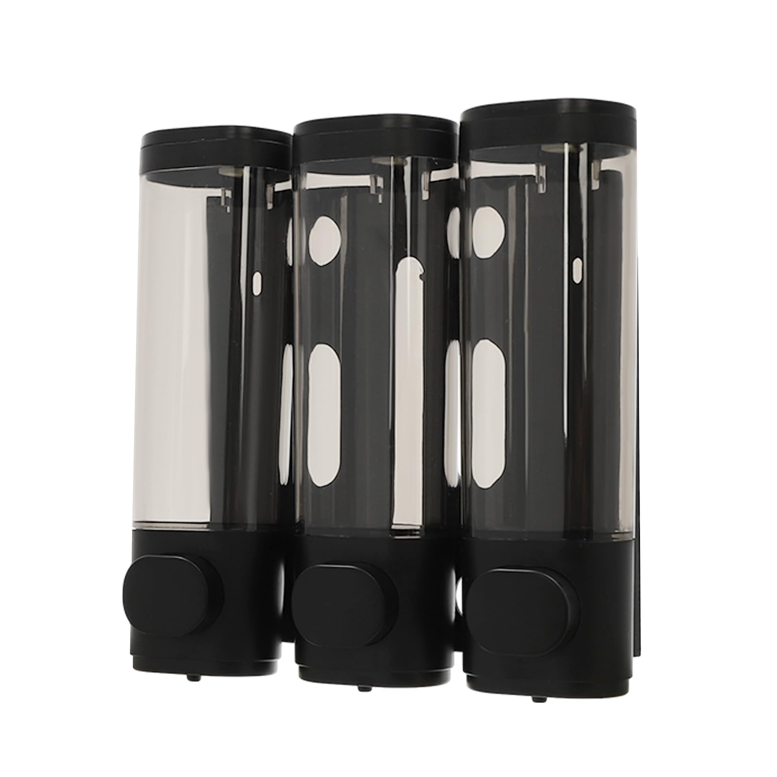 Zeepdispenser wandbevestiging zonder boren, 3 x 300 ml kunststof shampoo douchegel conditioner dispenser, drie kop zeepdispenser, voor keuken, douche, badkamer, hotel (zwart