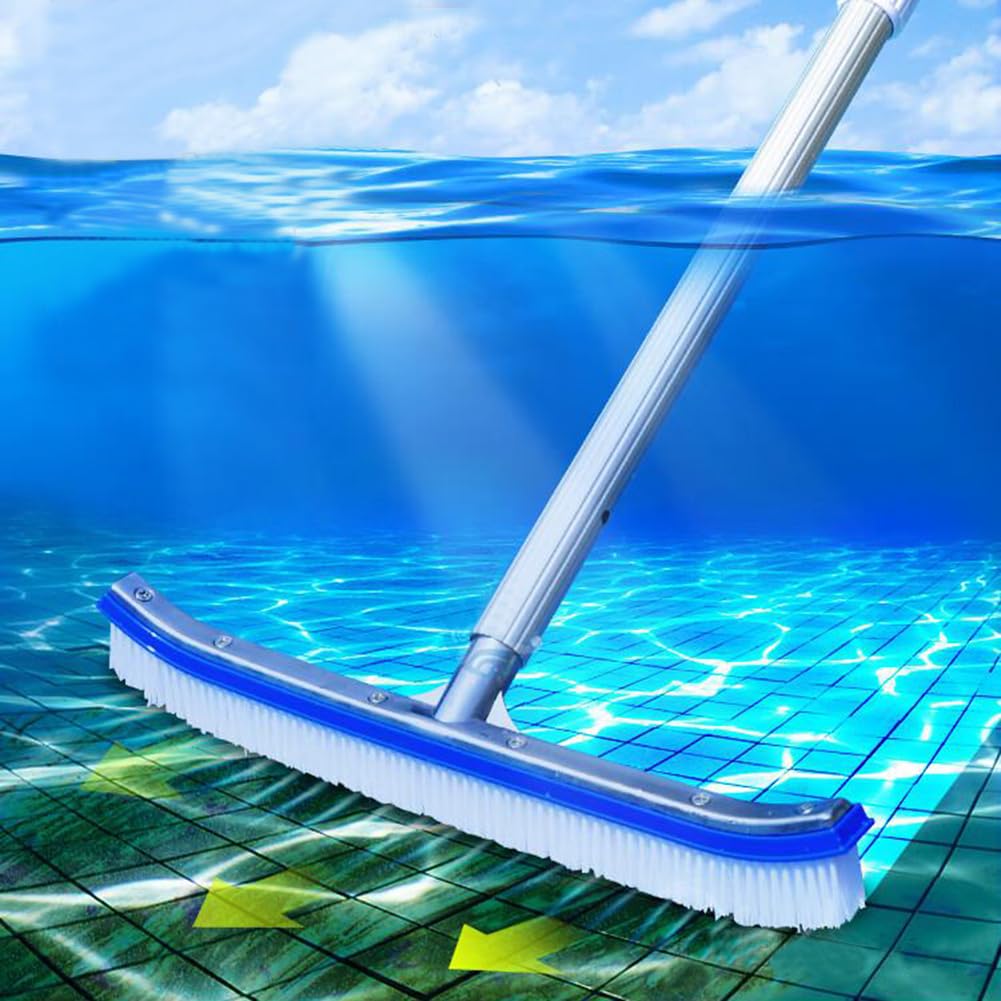 Poolbürste Mit Runden Enden | 17,5 Zoll Breit | Für Poolwände & Boden | Aluminium Griff