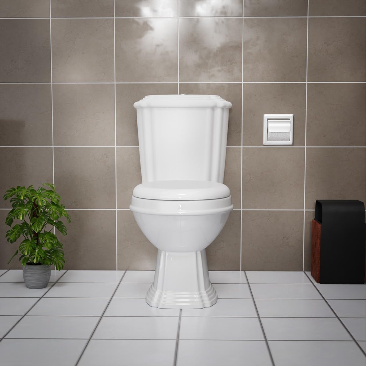 RENOVATORS Supply Manufacturing Sheffield 2-Piece 0.8 GPF/1.6 GPF WaterSense Dual Flush Elongated Toilet in White with Slow Close Seat 10783