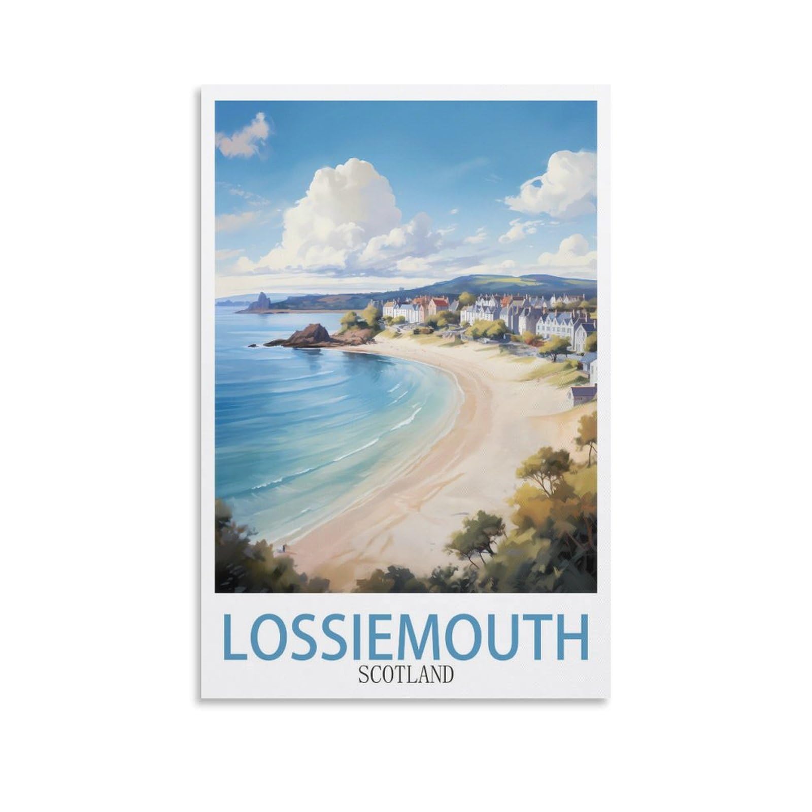Zbbggoz Unframe-Style Lossiemouth Scotland Vintage Travel Poster 08X12inch(20X30cm) Canvas Wall Posters And Art Picture Print Modern Family Bedroom Decor