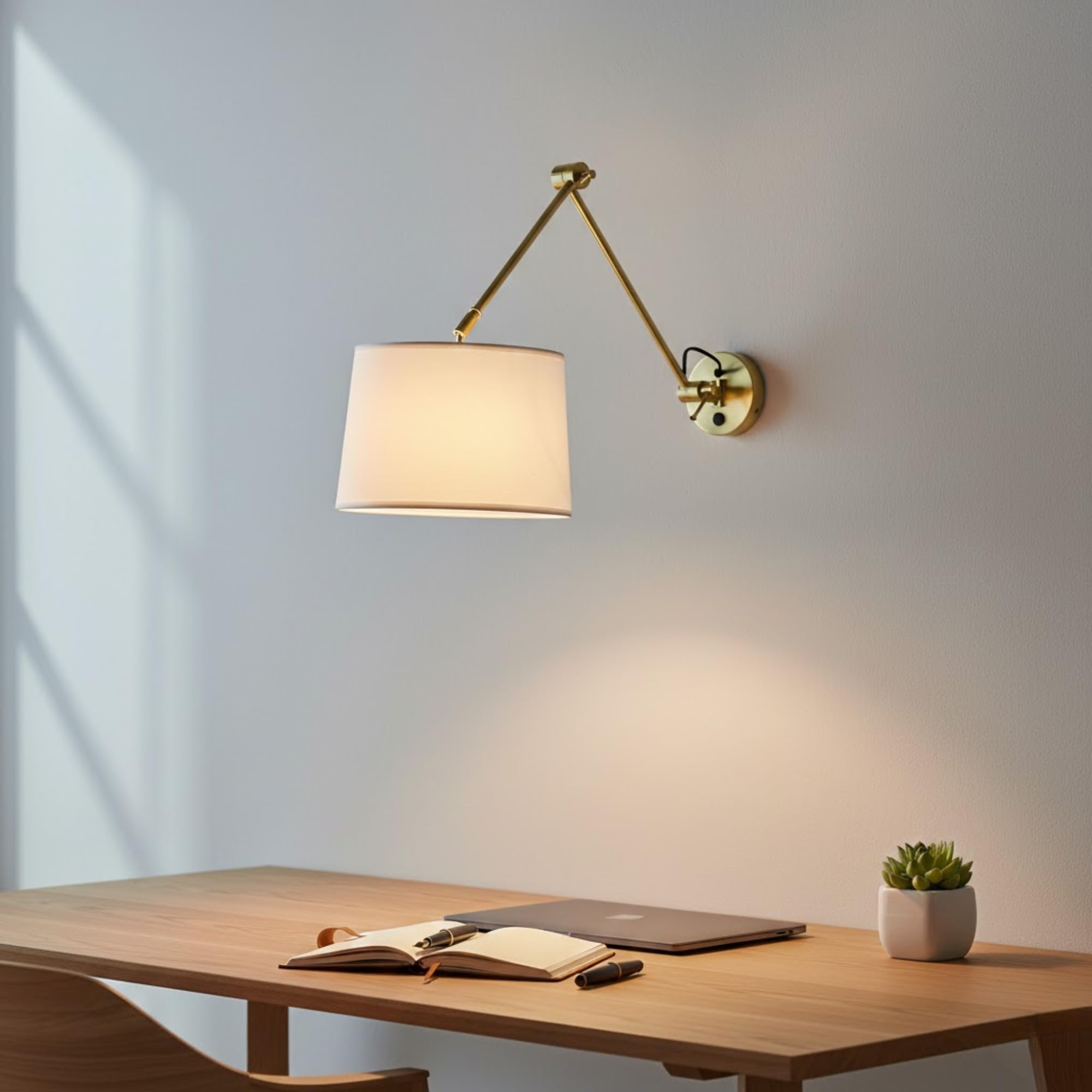 BARCELONA LED Aplique De Pared Elbow E27 Dorado Con Brazo Articulado