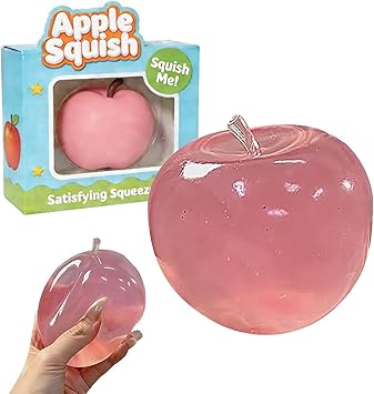 Carrot Squishy, Banana Strawberry Peach Peanut Apple Dragon Fruit Cherry Squish Giant Jumbo 5.5 Inch Vegetable Realistic Moldable Slow Rise Relaxing Sensory Fidget Toy Squeezable BallApple B