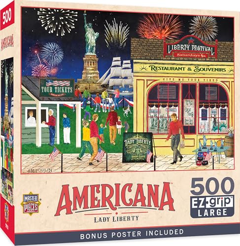 MasterPieces 500 Piece EZ Grip Jigsaw Puzzle for Adults, Family, Or Youth - Lady Liberty - 19.25"x26.75"