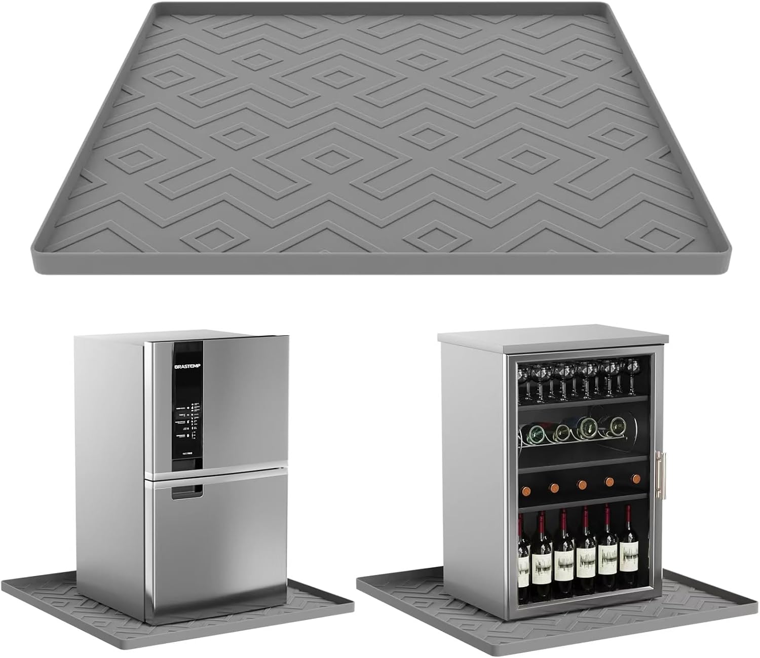 Mini Fridge Mat 19.7"x19.7"x0.4" - Non-Slip, Spill-Proof, Drip Prevention | Ideal for Refrigerators, Washing Machines, Dryers, Wine Coolers, and Dishwashers
