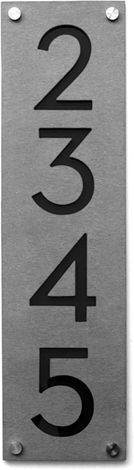 Vertical Modern House Numbers Fiber Cement Address Plaques. Font style Architectural