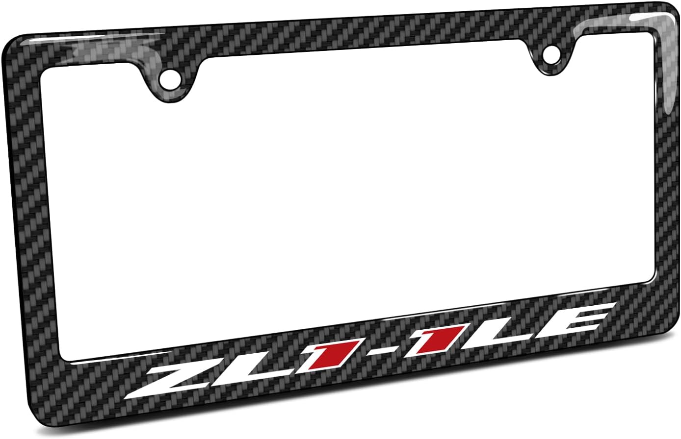 iPick Image for Chevrolet Camaro ZL1-1LE Black Carbon Fiber Look ABS Plastic License Plate Frame is Official Licensed