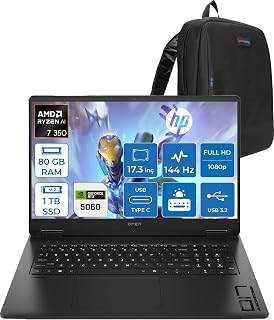 Hp Omen Amd Ryzen Aı 7 350 80GB 1tb SSD 8GB/RTX5060/130W 17.3" Fhd 144Hz 7ms 300NITS%100 Srgb Windows 11 Pro Gaming Bilgisayar C2EZ3EAP26 + Zettaçanta
