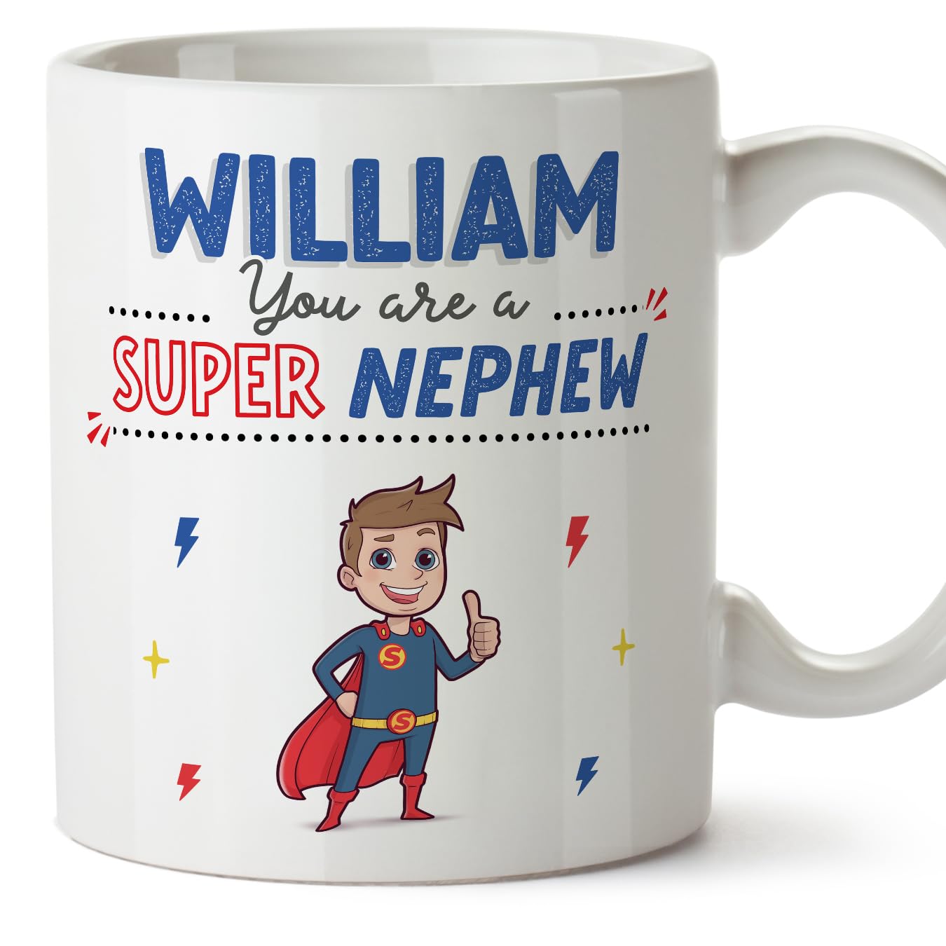 MUGFFINS Personalised Mug for Nephew - in English - You are Super! - Funny Custom Gift - Ceramic 11oz Mug