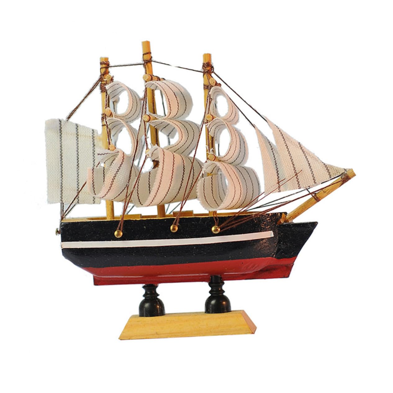 2 Pcs Wooden Sailboat Model Decor - 12 Inch Miniature Sailing Boat Ornament for Home Decoration Kids Toys, and Nautical-Themed Gifts